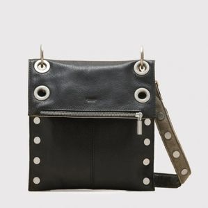 Hammitt Montana Reversible Black LEATHER Gray Silver Crossbody Handbag NEW